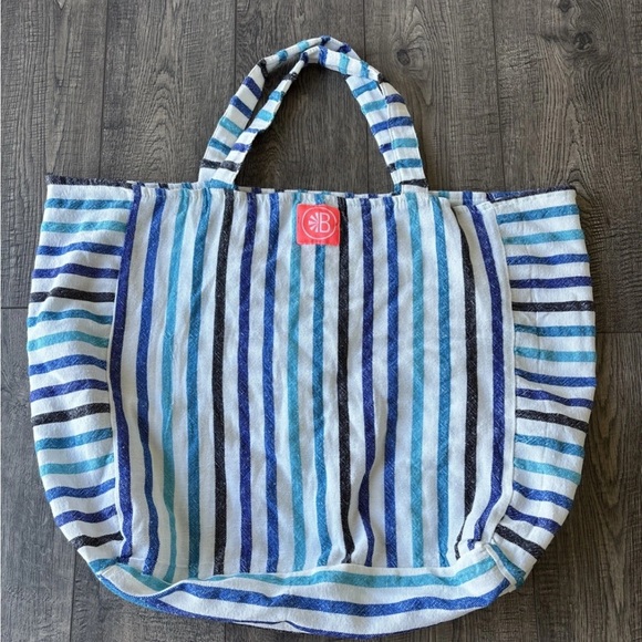 Blue and White Striped beach Tote Bag - Picture 1 of 6